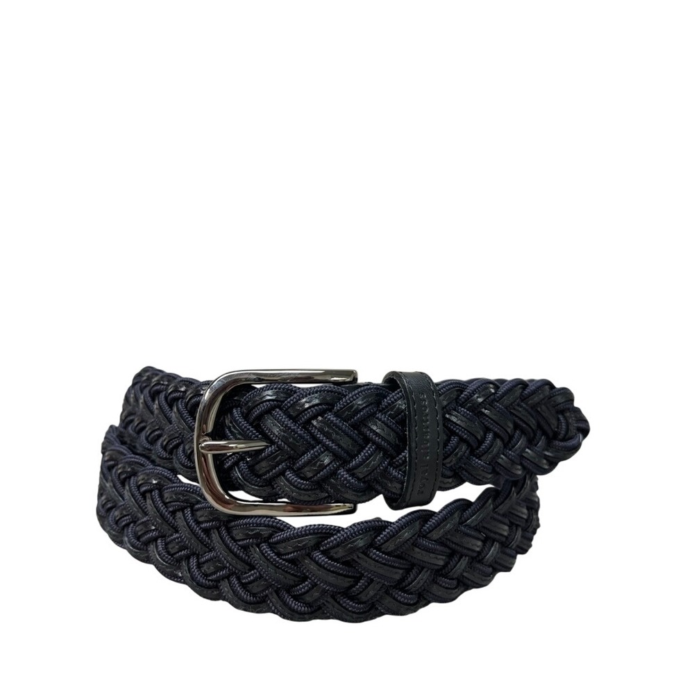 Royal Albatross Braided Belt Navy Blue Leather Cord Woven Made in Spain Size L